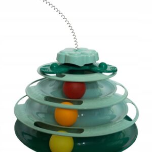 INTERAKTYWNA WIEŻA DLA KOTA Z PIŁECZKAMI ZABAWKA PIÓRKO NA SPRĘŻYNCE DZWONI